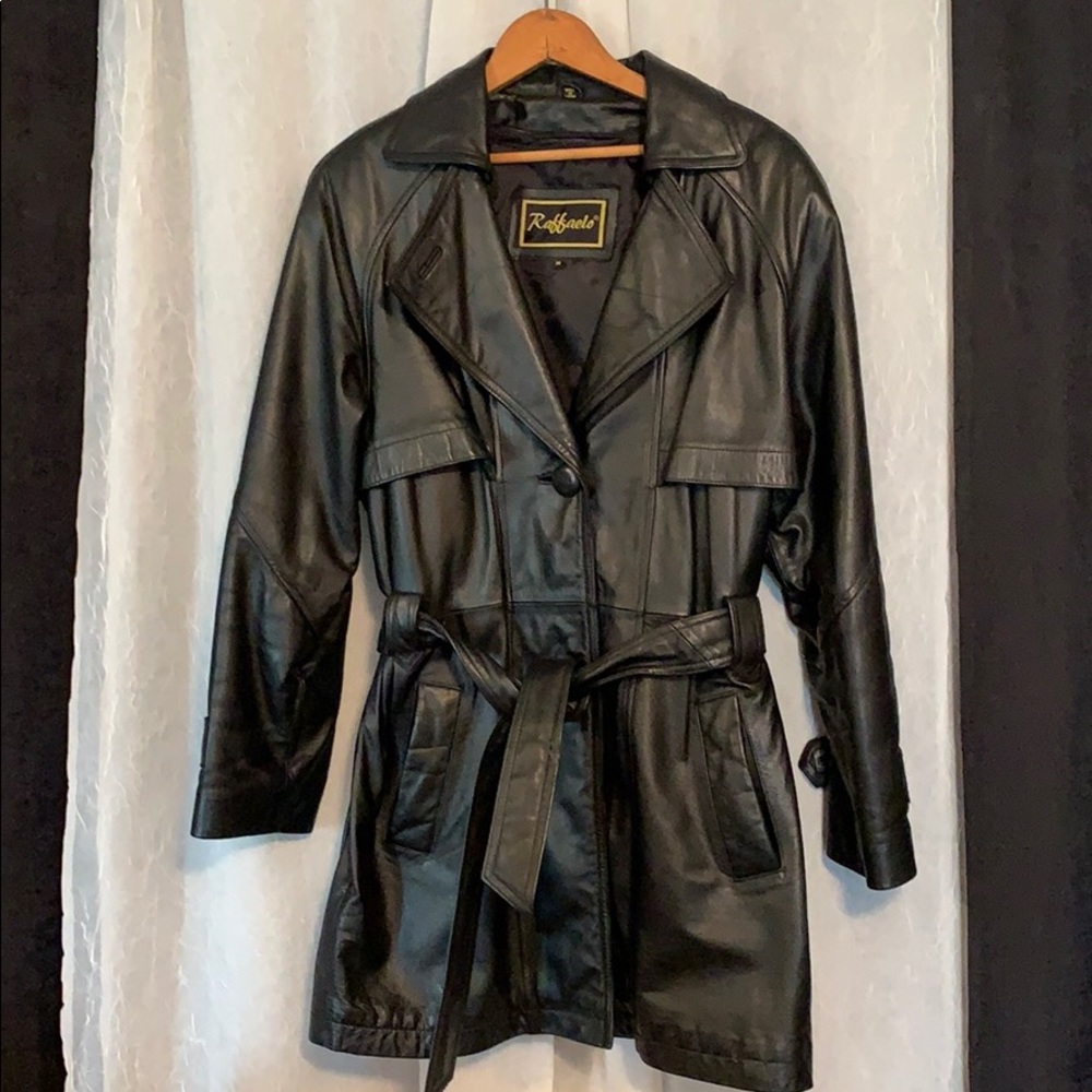 Genuine leather pant length jacket..